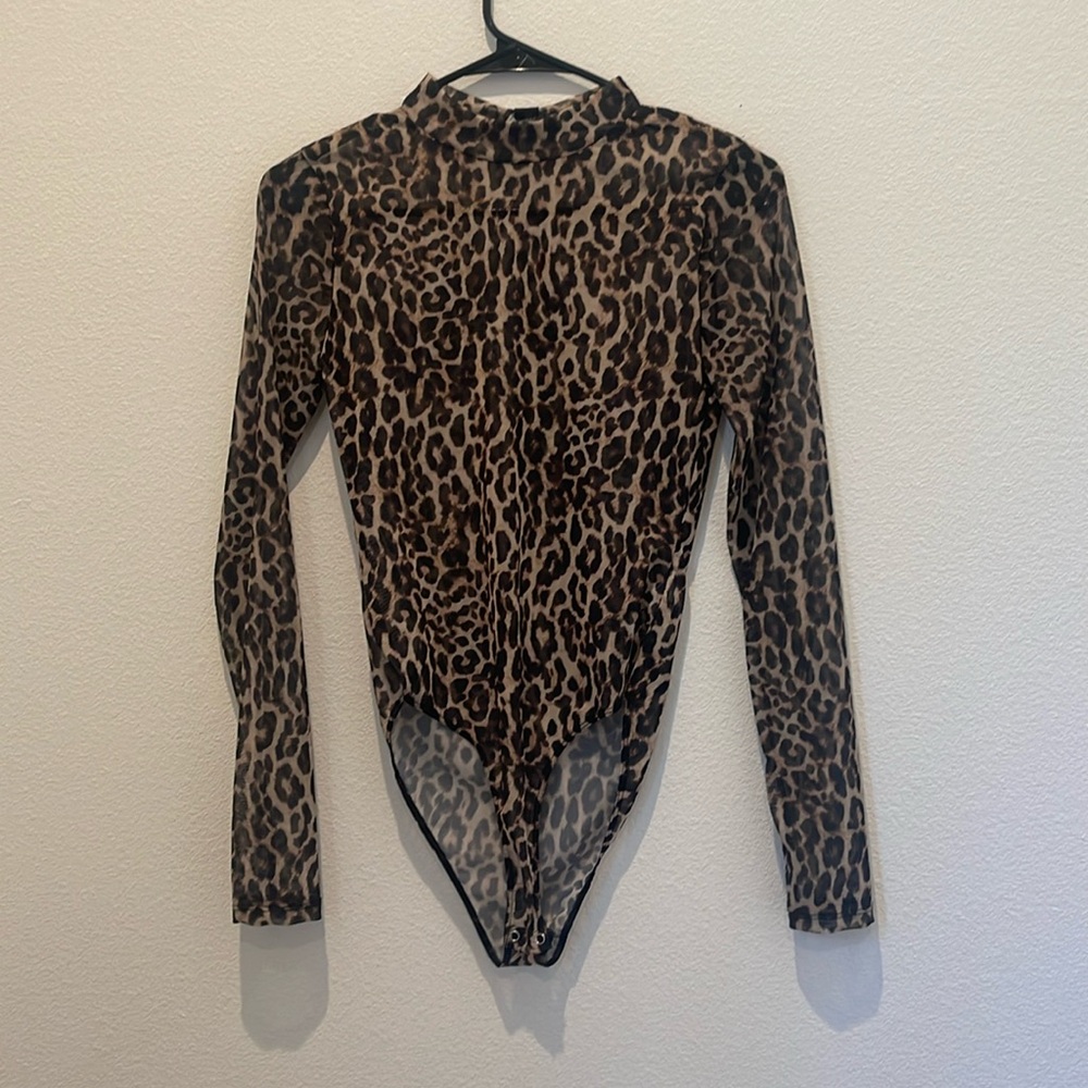 Leopard mesh body suit